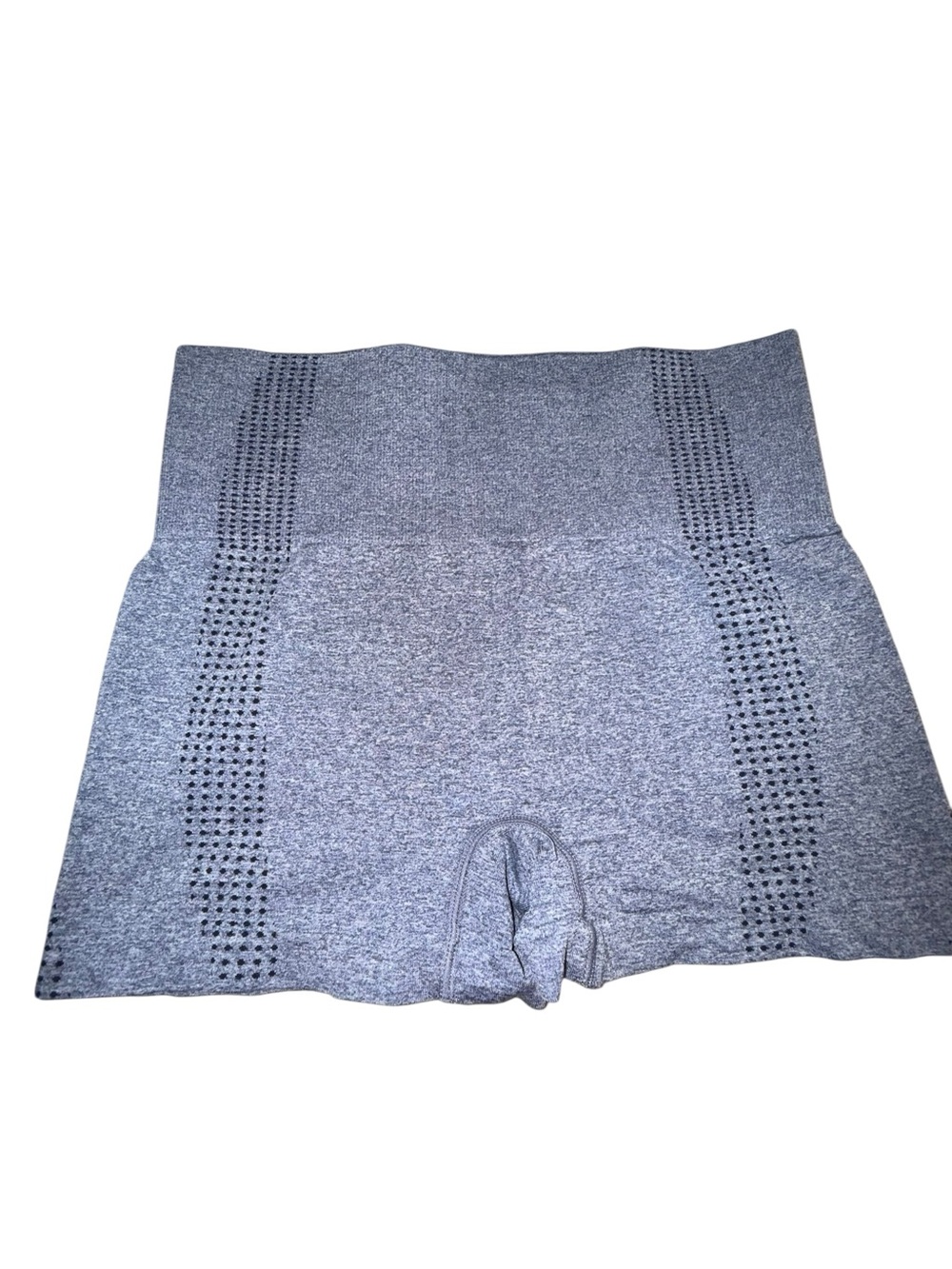 High-Rise Gray Seamless Athletic Shorts with Vent Cutouts